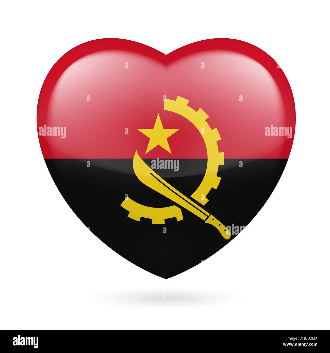 Coeur avec dessin du drapeau angolais. J'aime l'Angola Banque D'Images