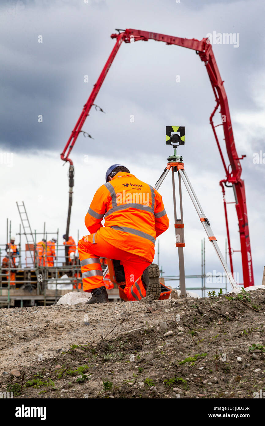 Les travailleurs de la construction ferroviaire Banque D'Images