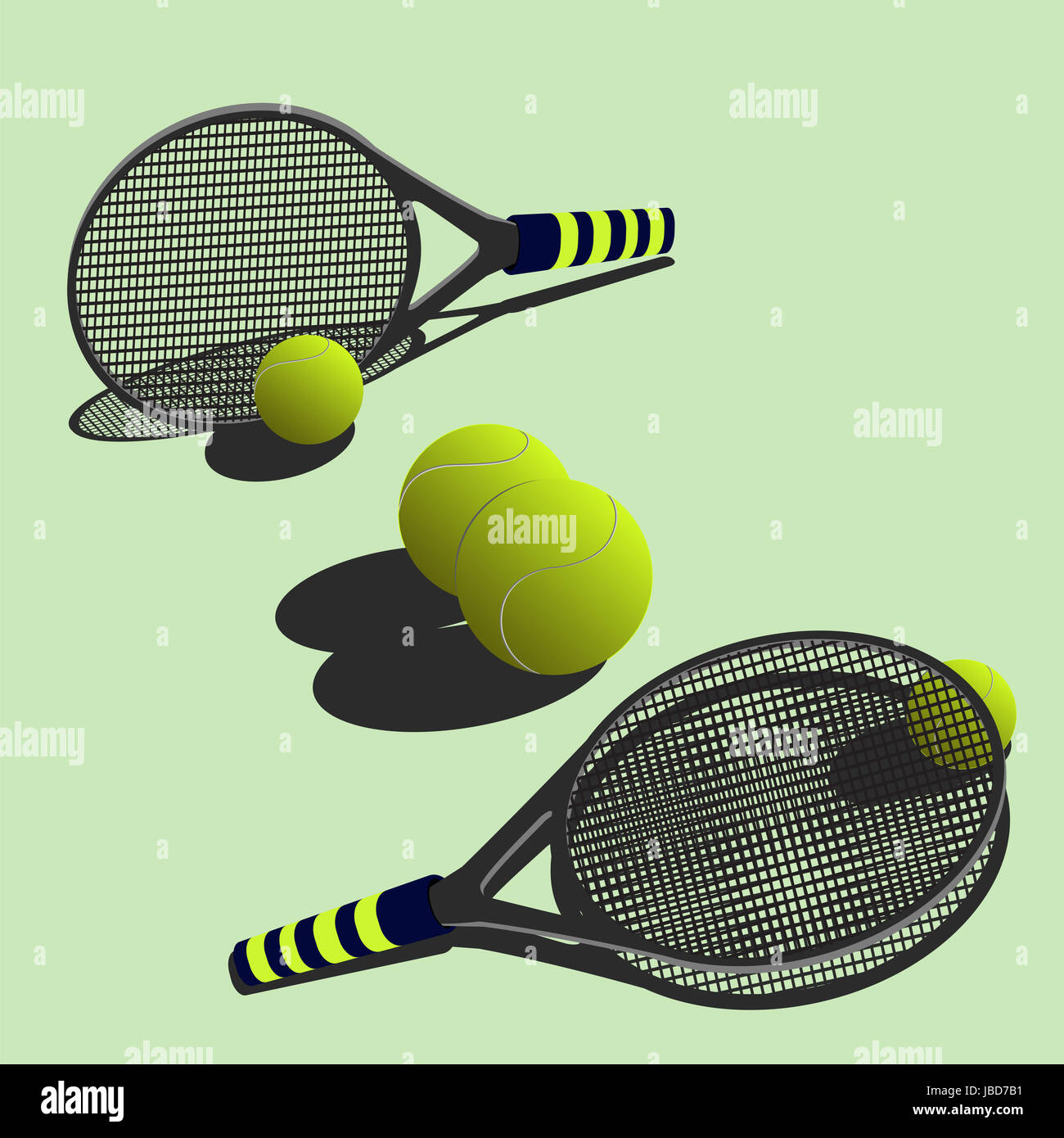 Balles et raquettes de tennis pour le tennis Banque D'Images