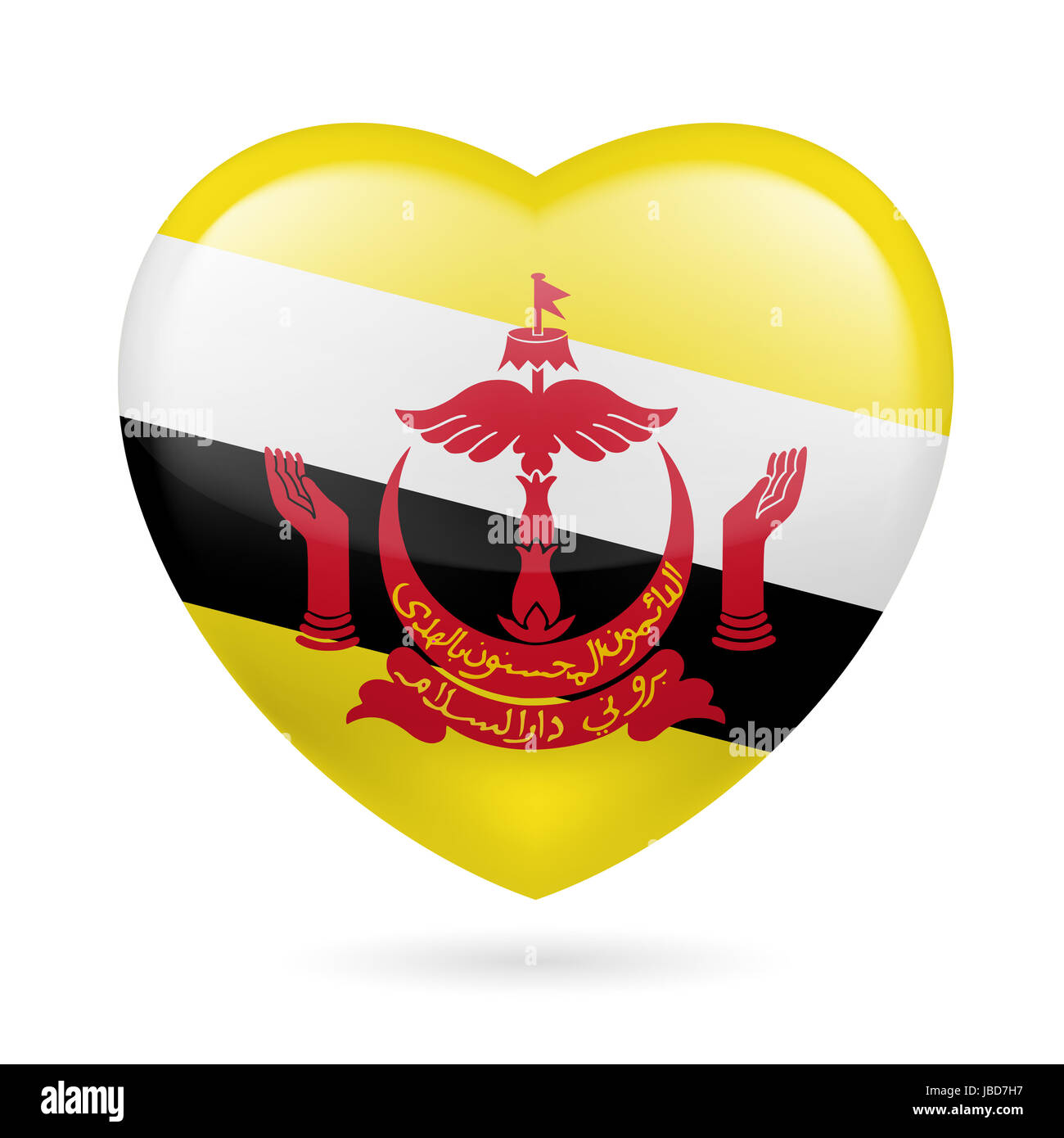 J'aime le Brunei. Coeur avec dessin du drapeau Banque D'Images