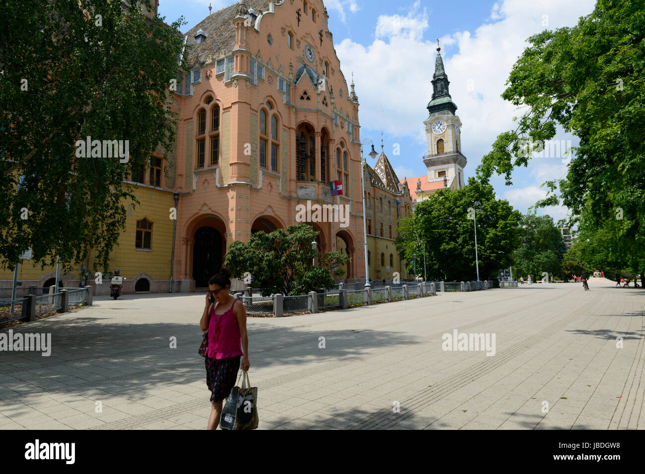 La Hongrie, Kecskemet. Hôtel de ville et grande église Église Nagy () Banque D'Images