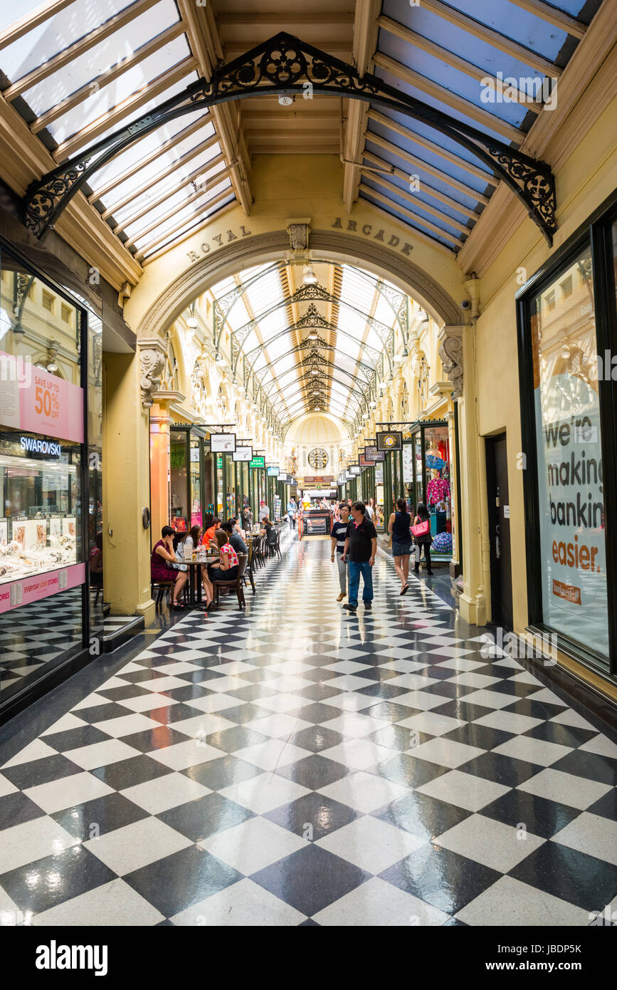 Royal Arcade, Bourke Street Mall, Melbourne, VIC 3000, Australie. Banque D'Images