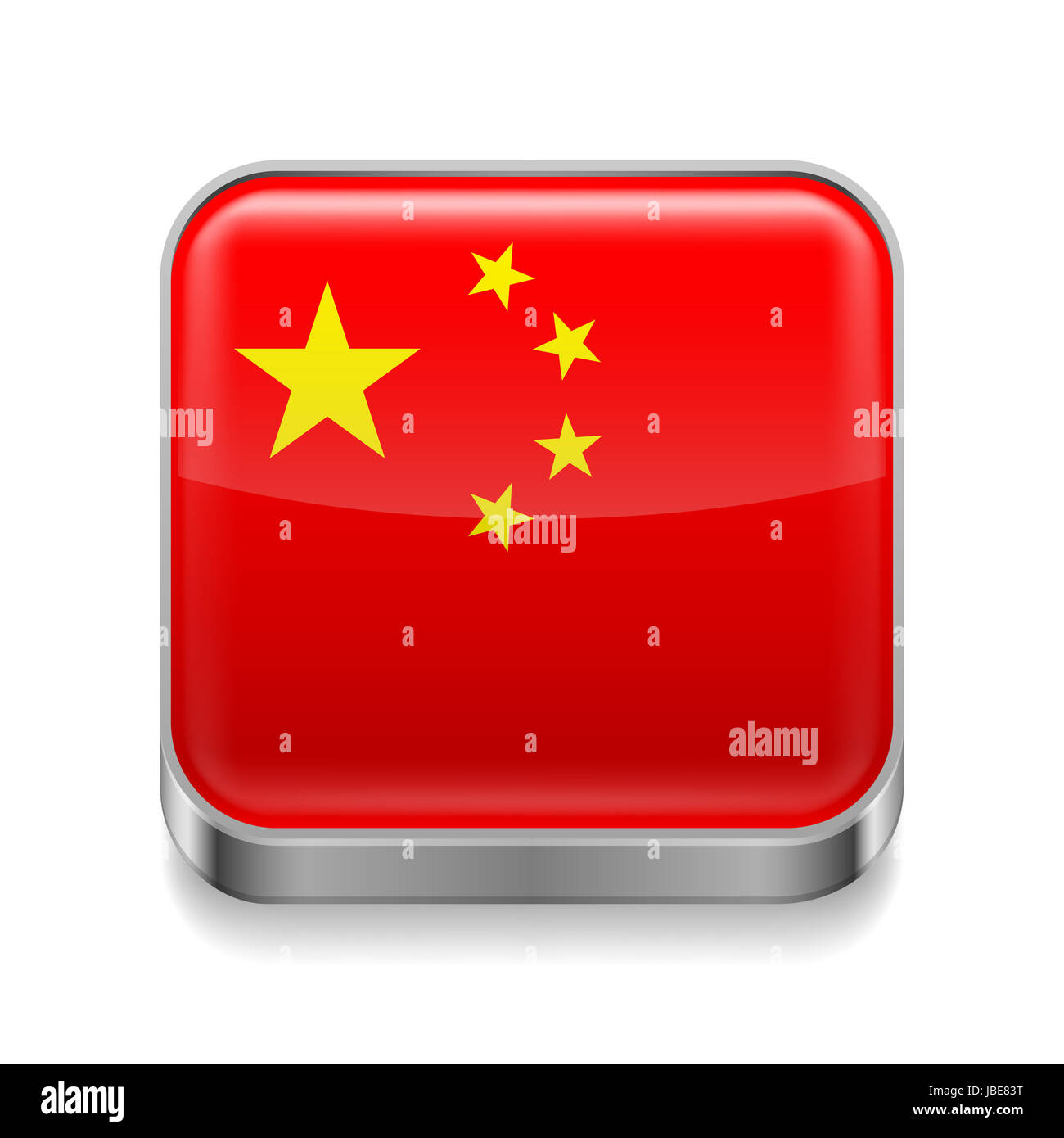 L'icône carré en métal avec des couleurs du drapeau chinois Banque D'Images