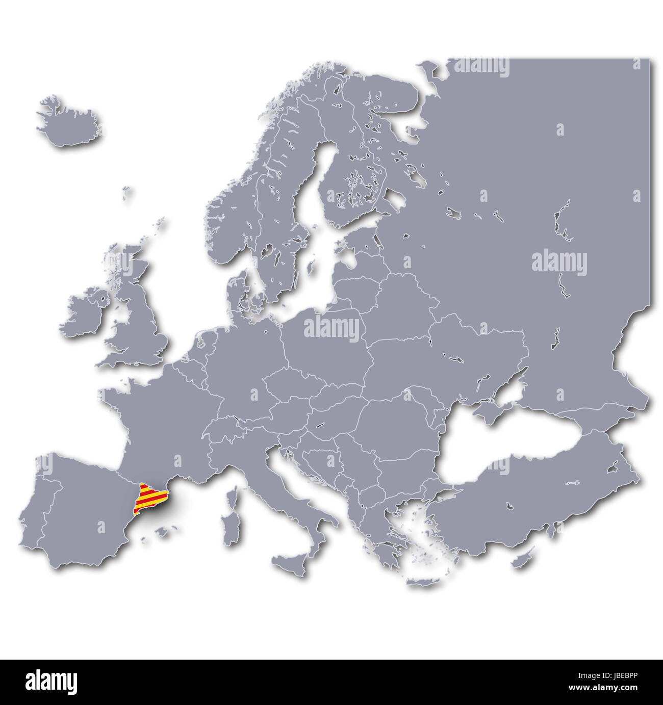 Carte d'Europe Catalogne Banque D'Images