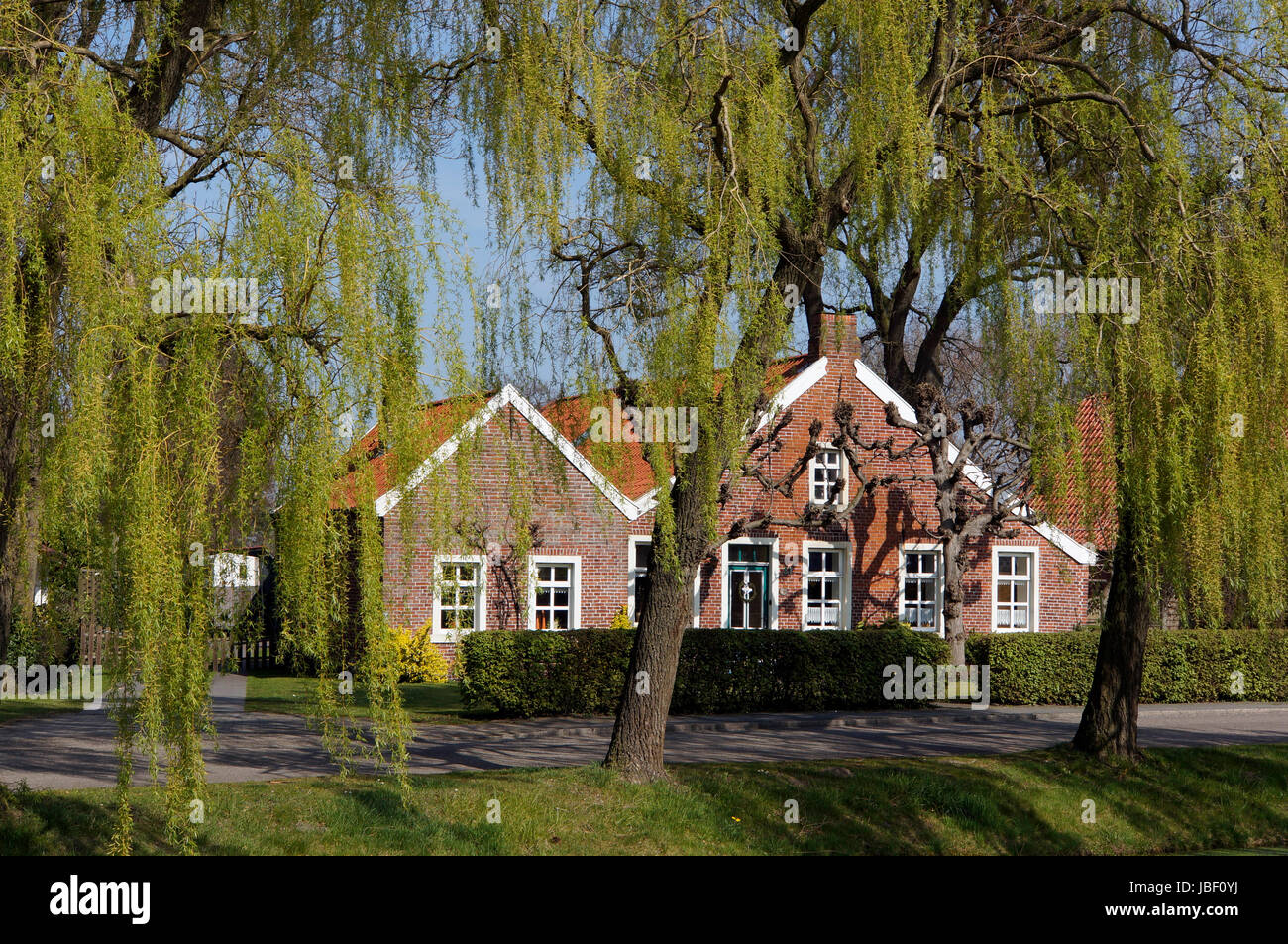 Wohnhäuser am Hauptkanal, Papenburg, Nidersachsen, Deutschland Banque D'Images