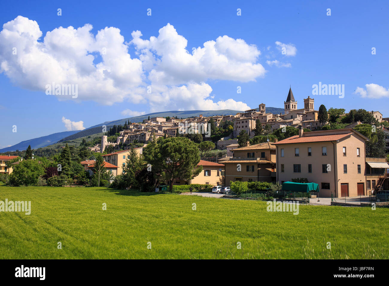 Spello, belle ville médiévale dans le centre de l'Italie en Ombrie. Banque D'Images