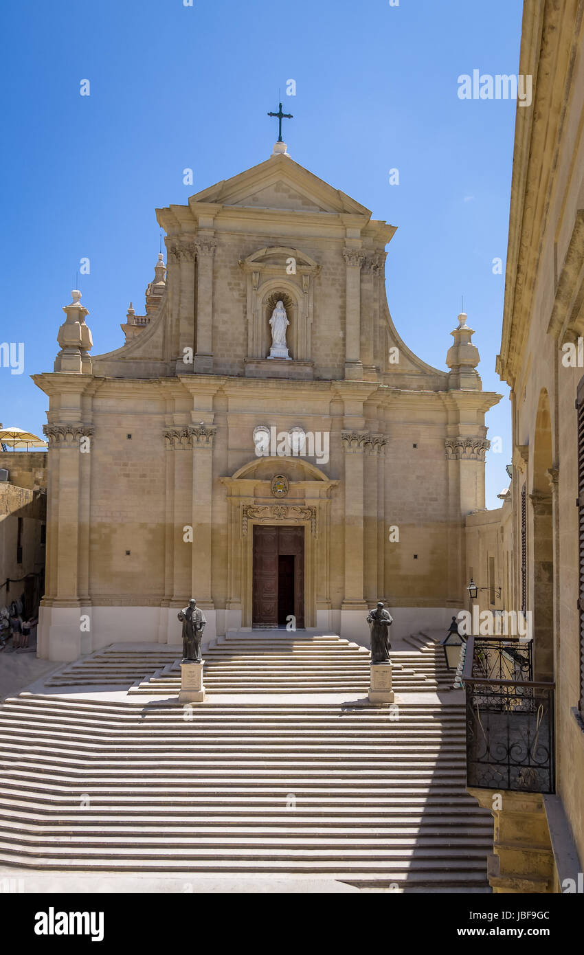 La Cathédrale de Gozo à l'intérieur de la Citadelle de Victoria (ex-Rabat) - Victoria, Gozo, Malte Banque D'Images