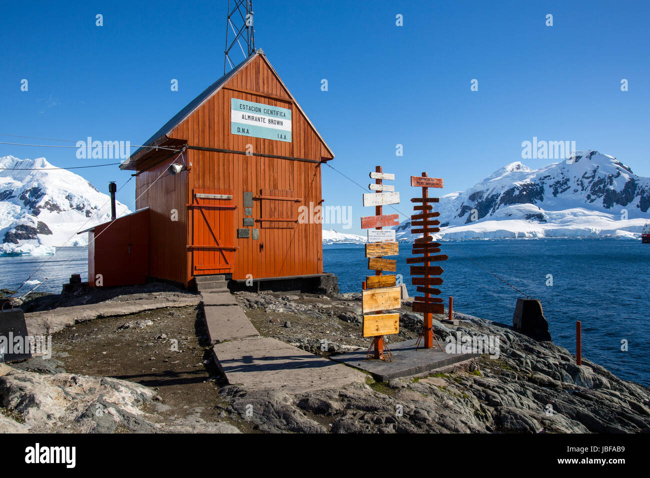 Station de recherche Argentine Almirante Brown, de l'Antarctique Banque D'Images