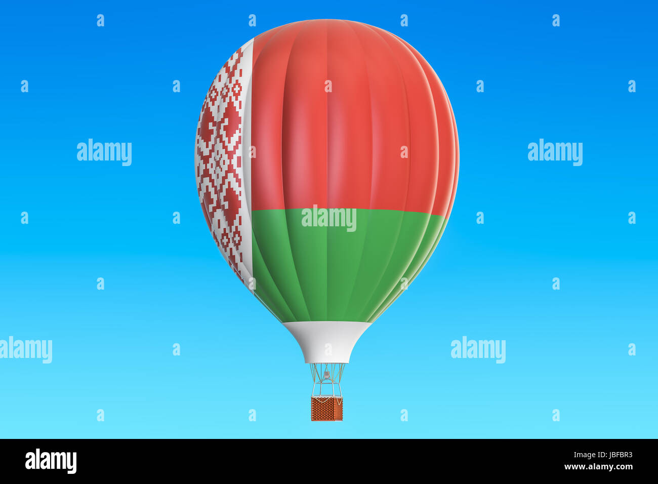 Hot Air Balloon avec drapeau biélorusse, rendu 3D Banque D'Images