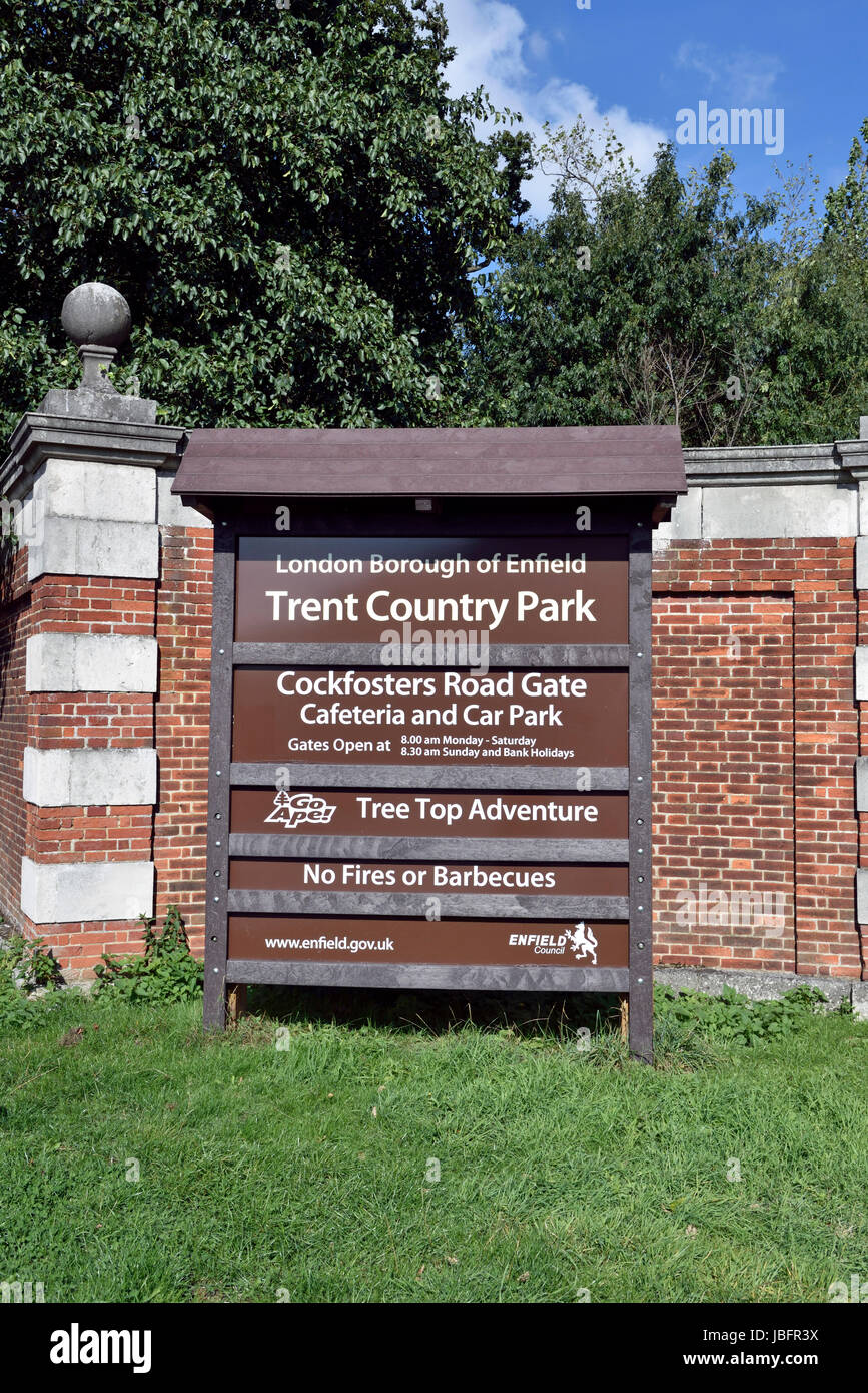 Trent Country Park information board, London Borough of Enfield, Angleterre Royaume-uni Grande-Bretagne Banque D'Images