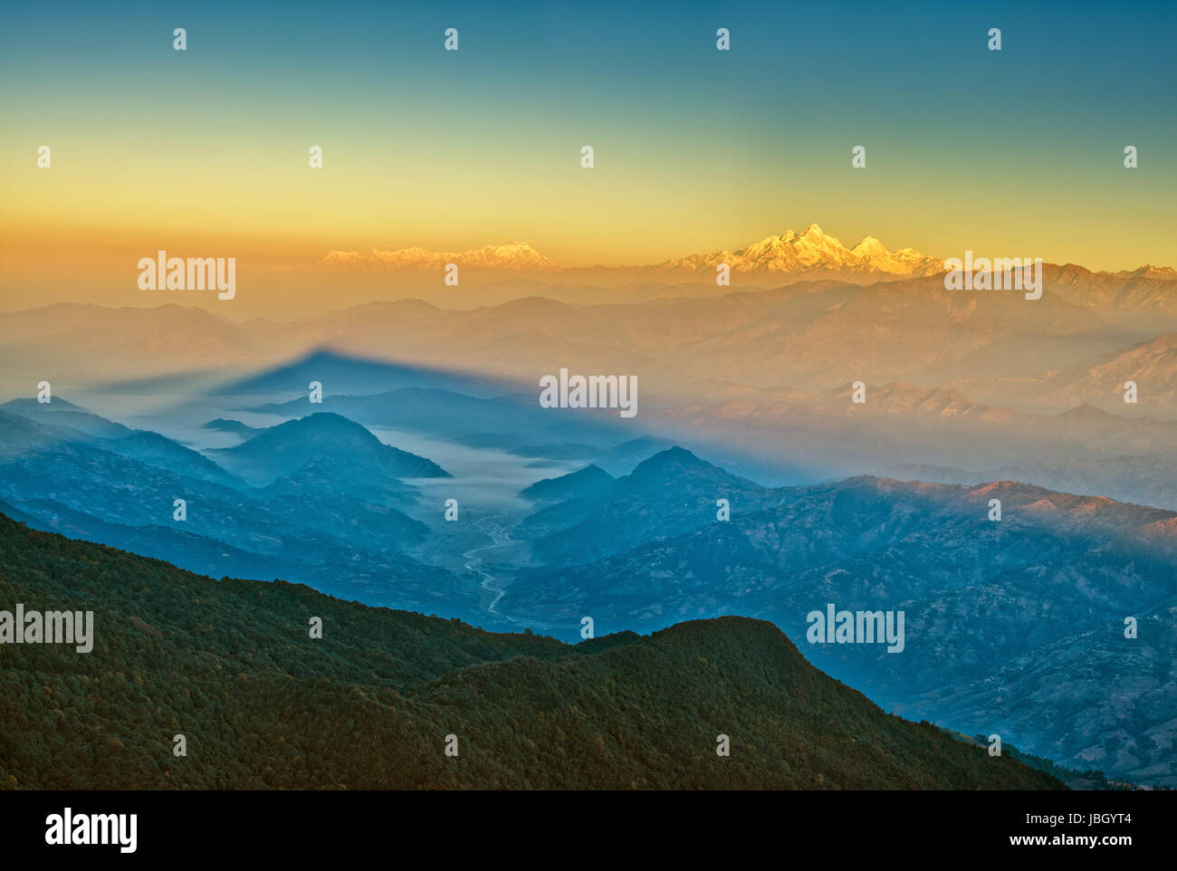 Montagnes de l'himalaya Vue de Mt. Shivapuri, Shivapuri Nagarjun National Park Banque D'Images