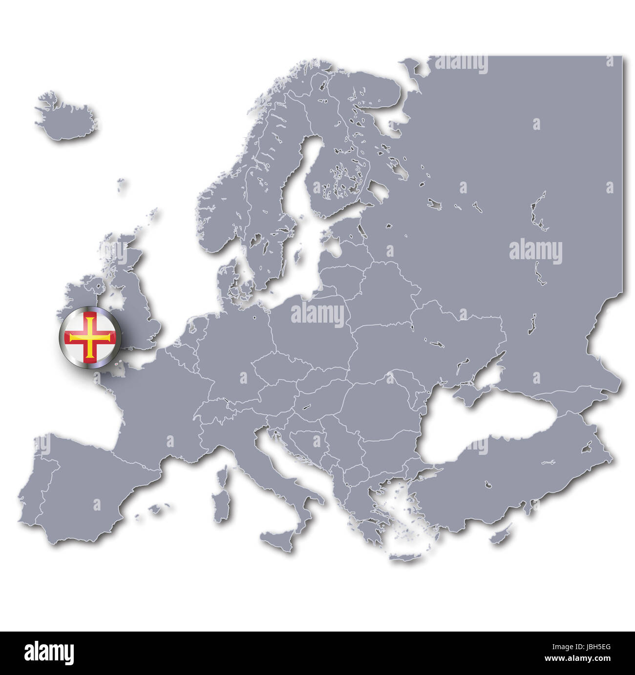 Carte d'Europe Guernesey Banque D'Images