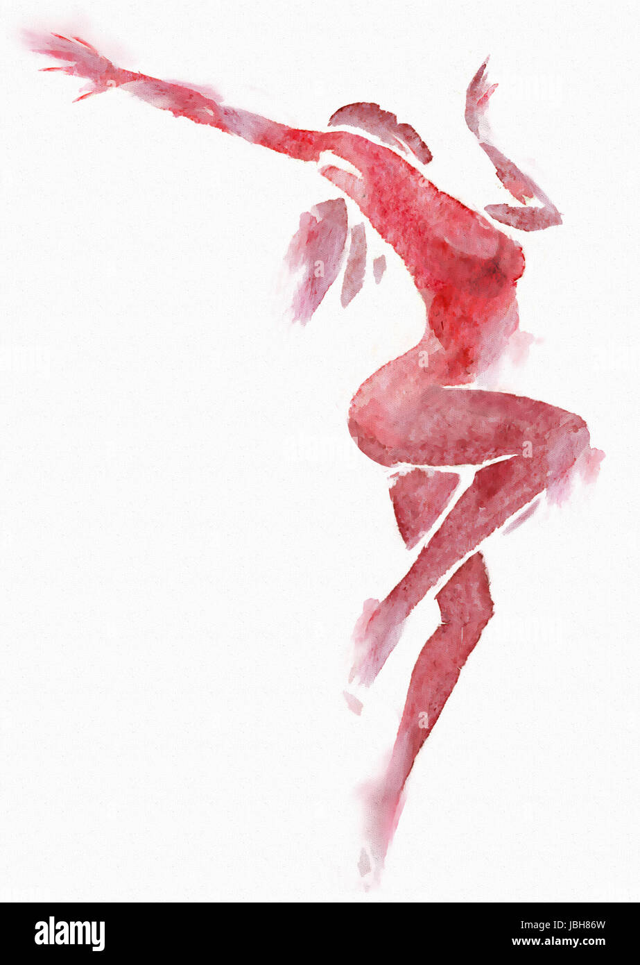 Illustration à l'aquarelle d'une femme moderne nu danseur. Banque D'Images