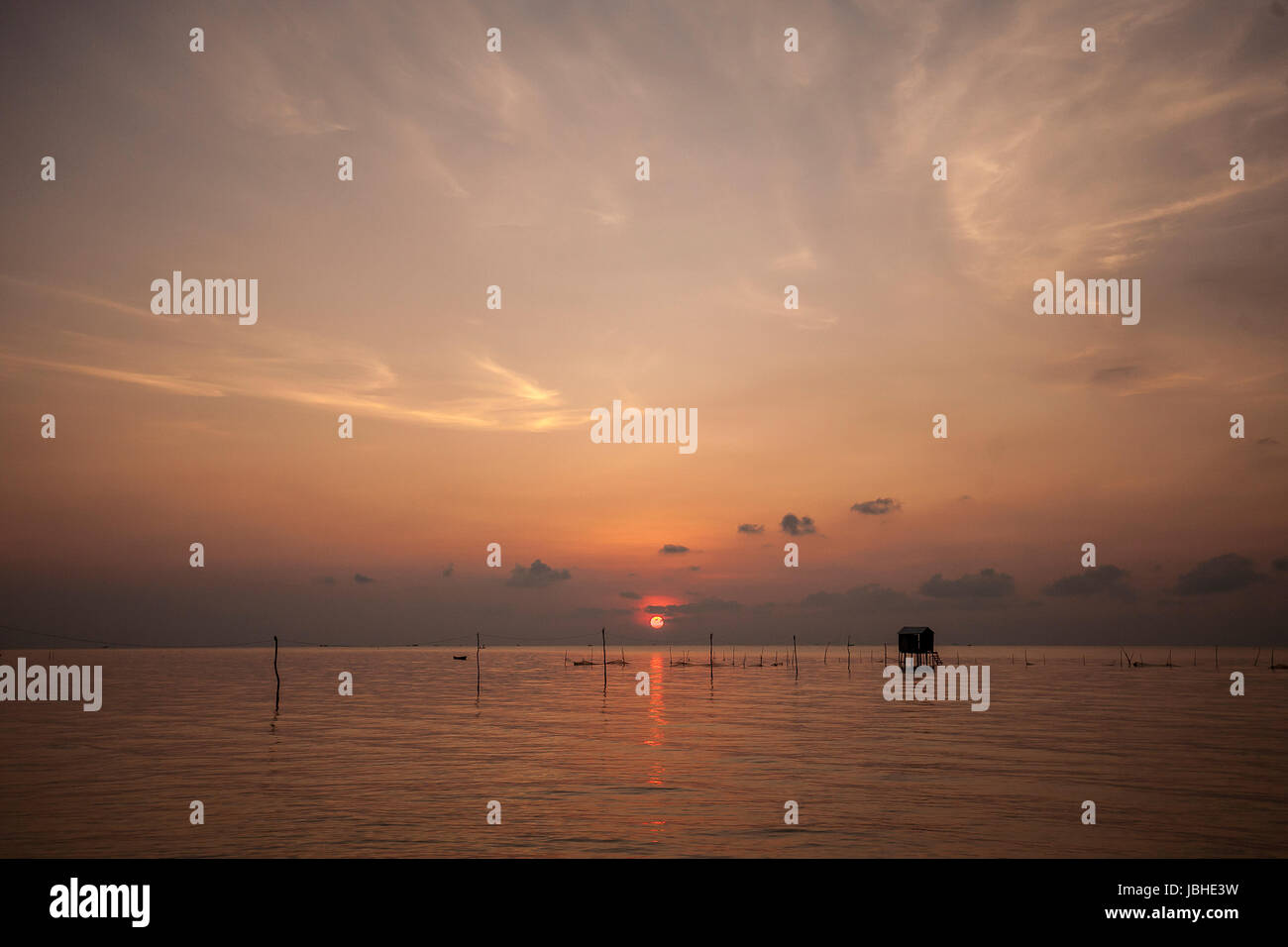 Lever du soleil Ham Ninh village de pêcheurs dans l'île de Phu Quoc du Viet Nam Banque D'Images