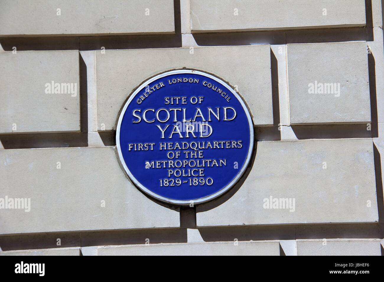 Blue plaque - Site de Scotland Yard Banque D'Images