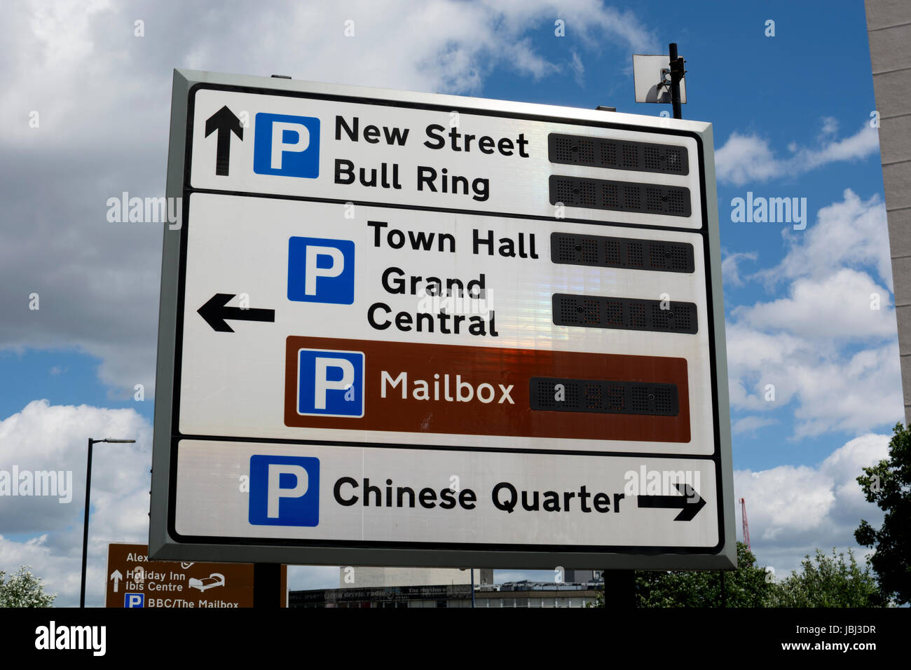 Location parking sign, le centre-ville de Birmingham, UK Banque D'Images