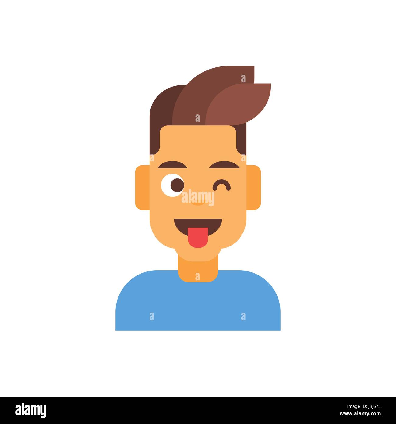 L'icône de profil Avatar, émotion masculine Portrait Cartoon Happy Smiling Face Winking Illustration de Vecteur