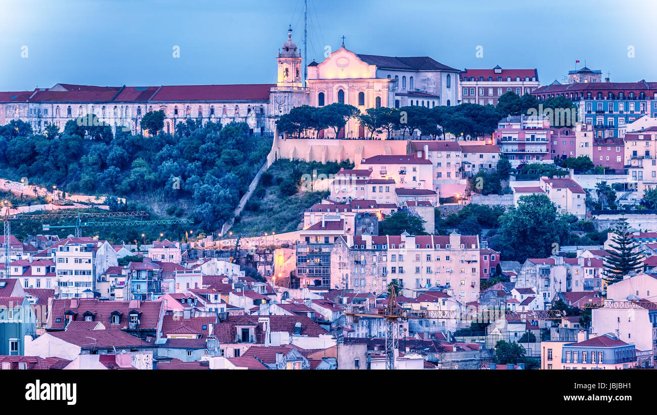 Lisbonne, Portugal : Vue aérienne de la vieille ville Banque D'Images