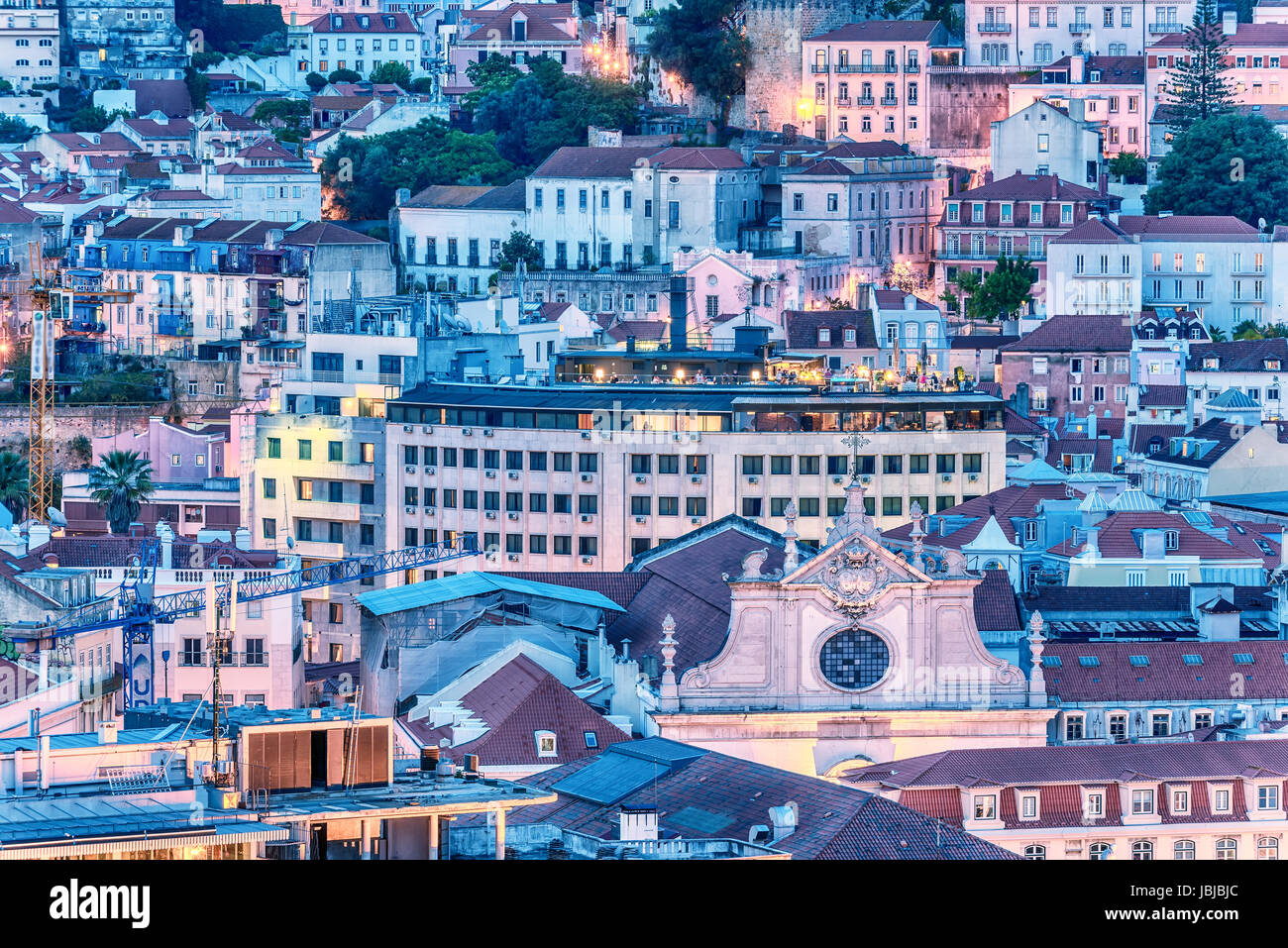 Lisbonne, Portugal : Vue aérienne de la vieille ville Banque D'Images