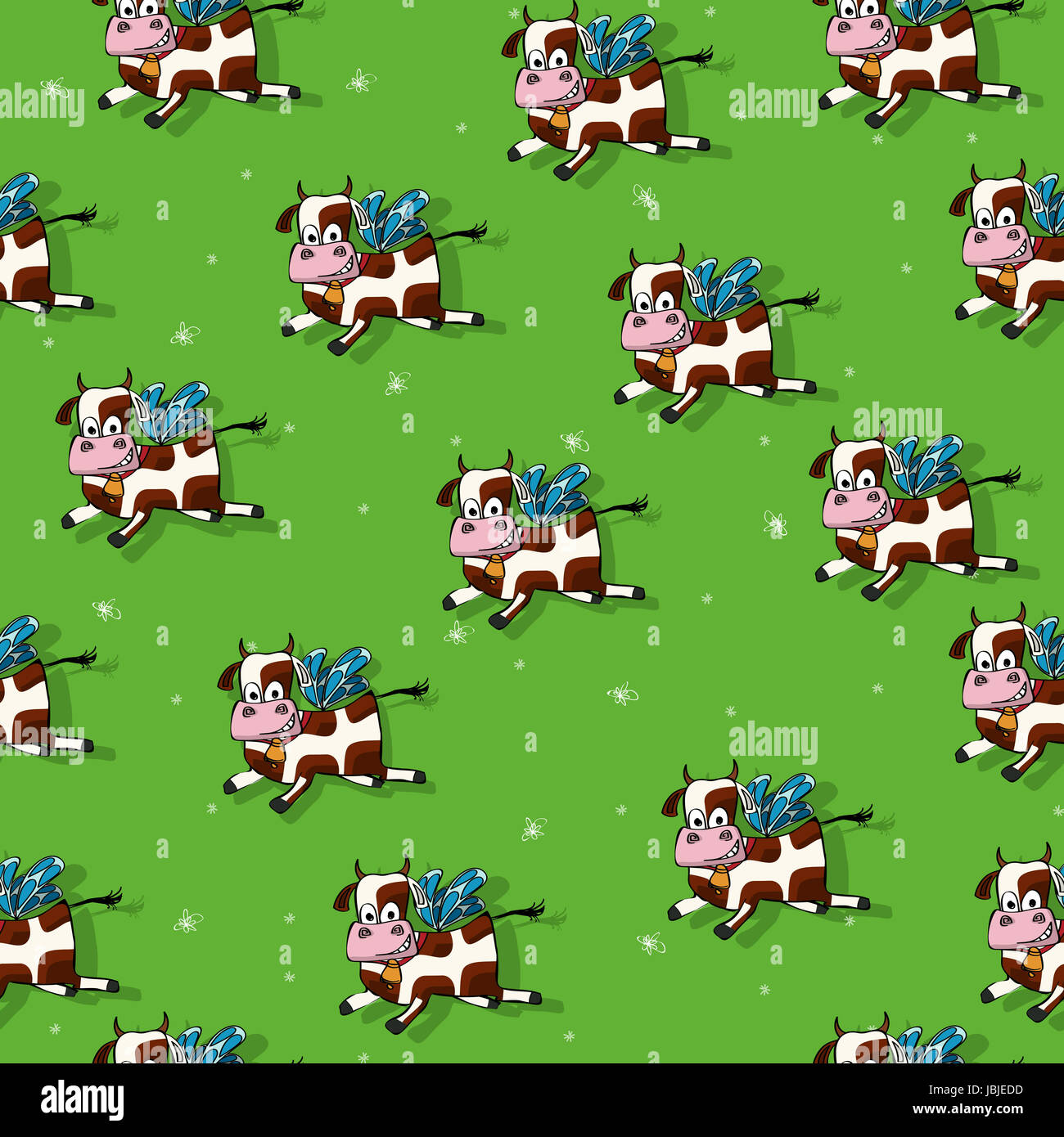 Flying Cows cartoon, direct pattern design Banque D'Images