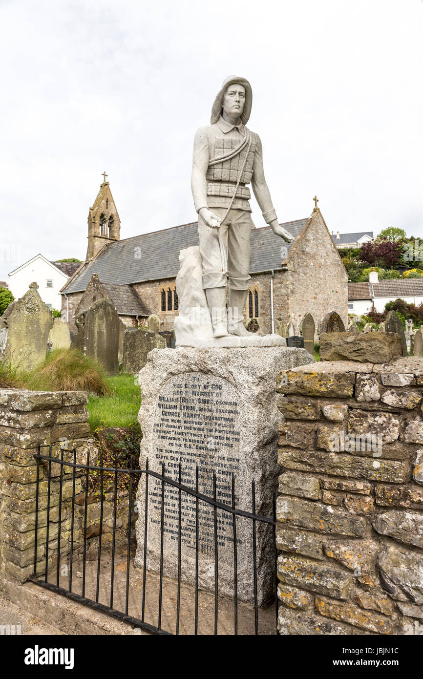 Naufrage à memorial canotiers noyé à Port Eynon, Gower, Pays de Galles, Royaume-Uni Banque D'Images