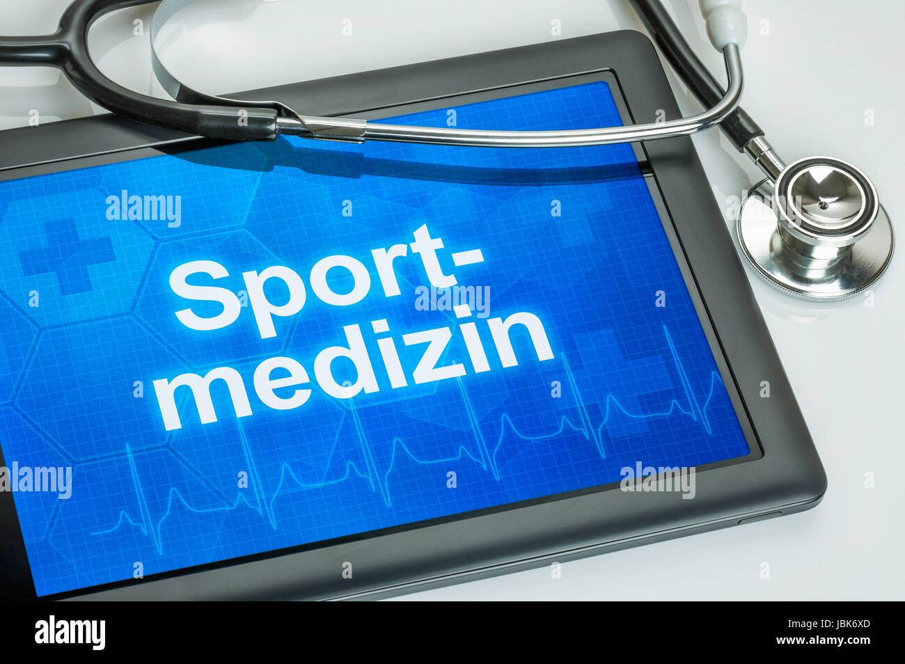 Tablet mit dem Fachgebiet Sportmedizin auf dem Afficher Banque D'Images
