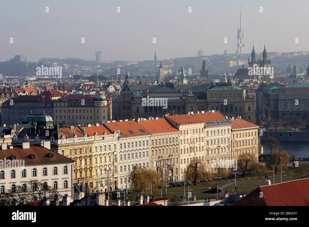 Belle vue sur Prague dans la lumière du matin Banque D'Images