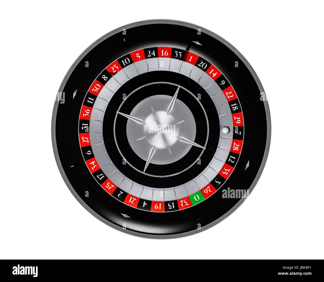 La roue de Roulette en rendu 3D Vue de dessus isolé sur fond uni Blanc. Banque D'Images