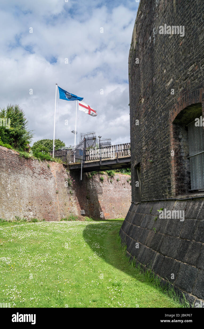Le fossé sec à Harwich Redoubt, construit 1808-1811, Harwich, Essex, Angleterre Banque D'Images
