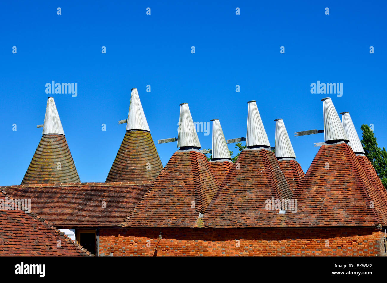 Sissinghurst, Kent, Angleterre. Maisons Oast traditionnels - hop fours de séchage. Banque D'Images