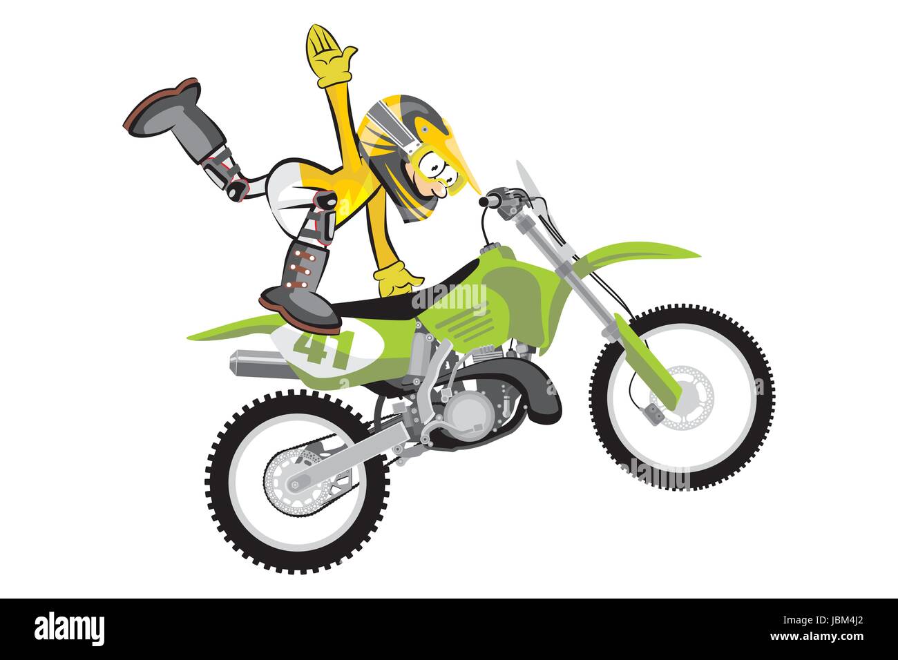 Motocross rider backgrorund isolé sur fond blanc . Style de dessin animé.  Illustration conceptuelle à propos de sport motocross Image Vectorielle  Stock - Alamy