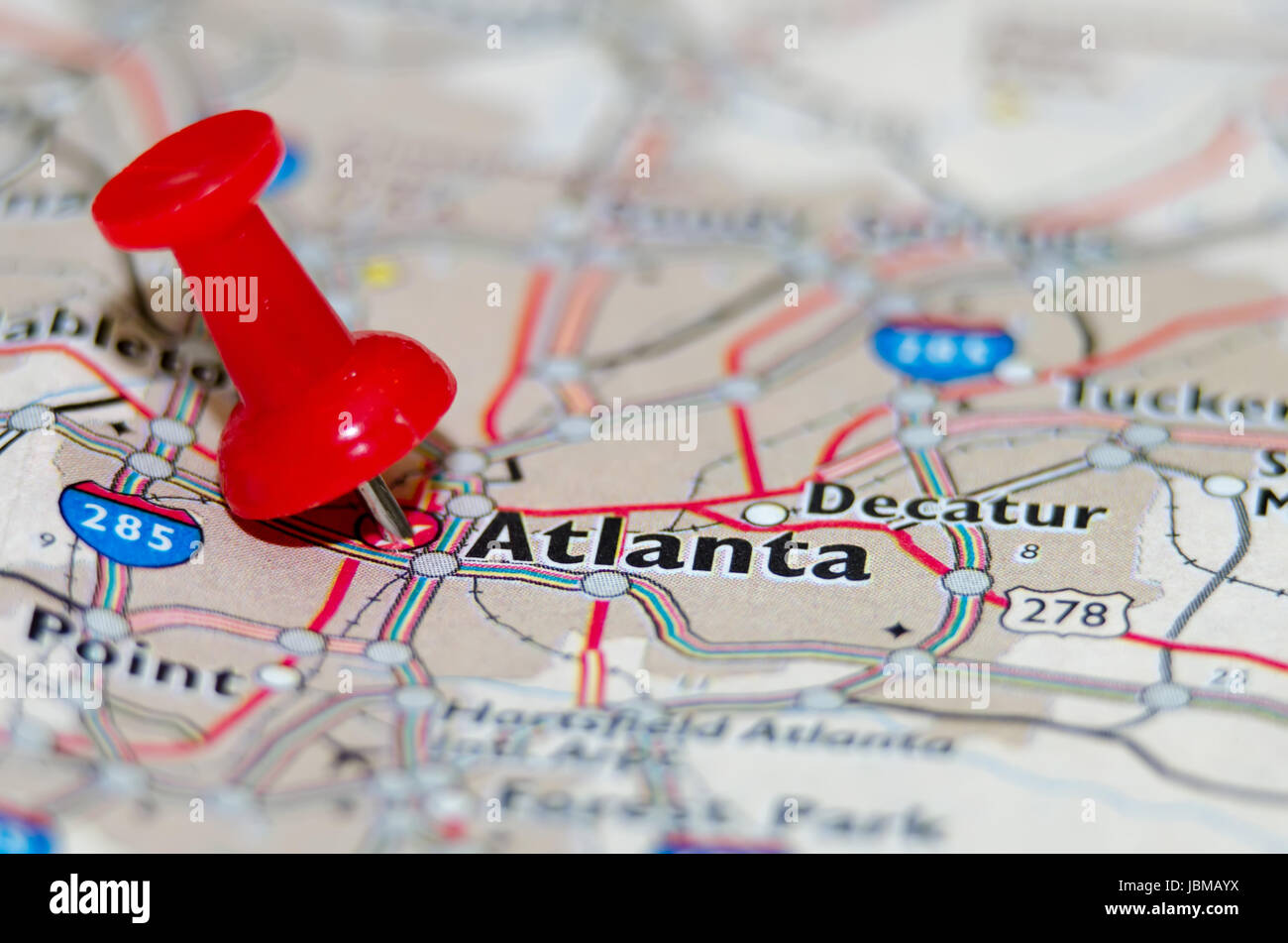 Atlanta Géorgie ville repère sur la carte Banque D'Images