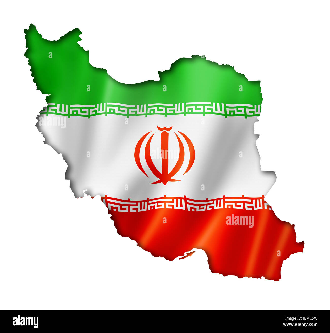 Carte Drapeau Iran, rendu en trois dimensions, isolated on white Banque D'Images