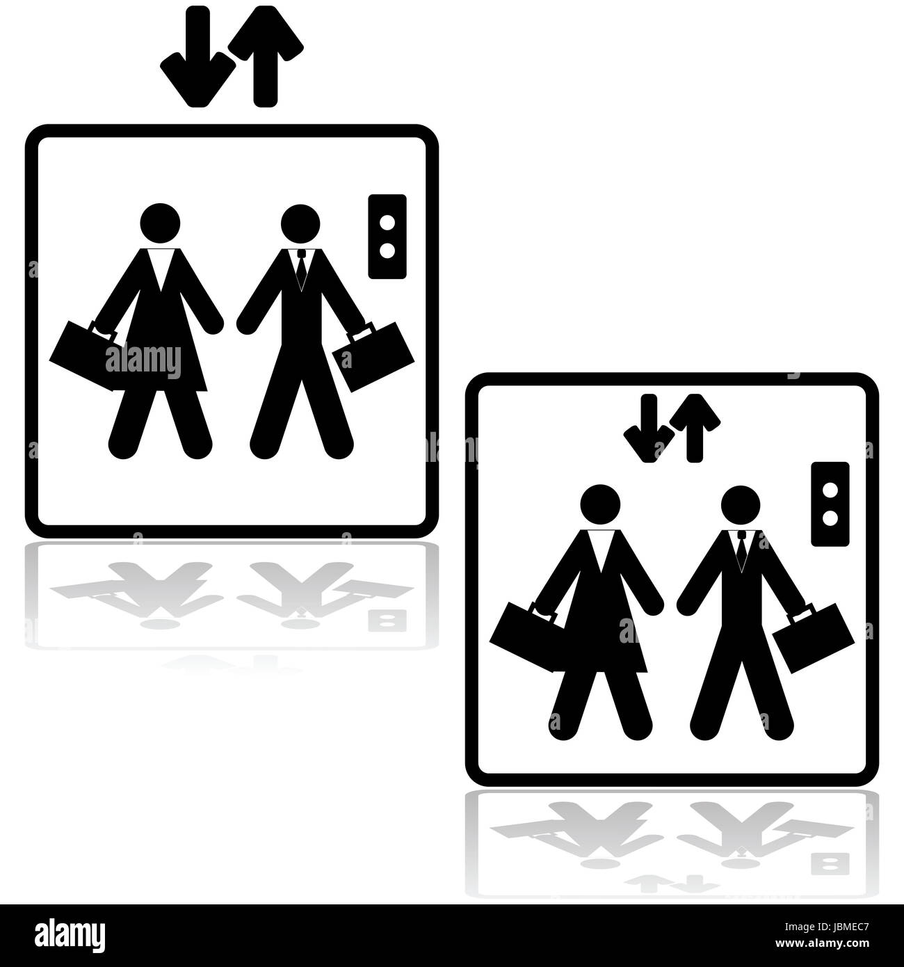 Illustration de l'icône a woman à l'intérieur d'un ascenseur Banque D'Images