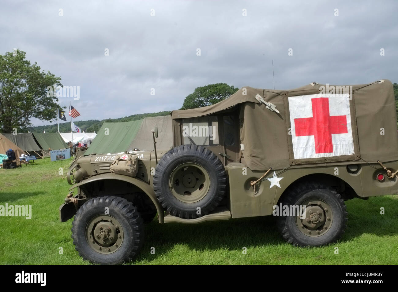 10 juin 2017 - US ambulance militaire à la guerre et paix show à Wraxall dans North Somerset.Engalnd. Banque D'Images