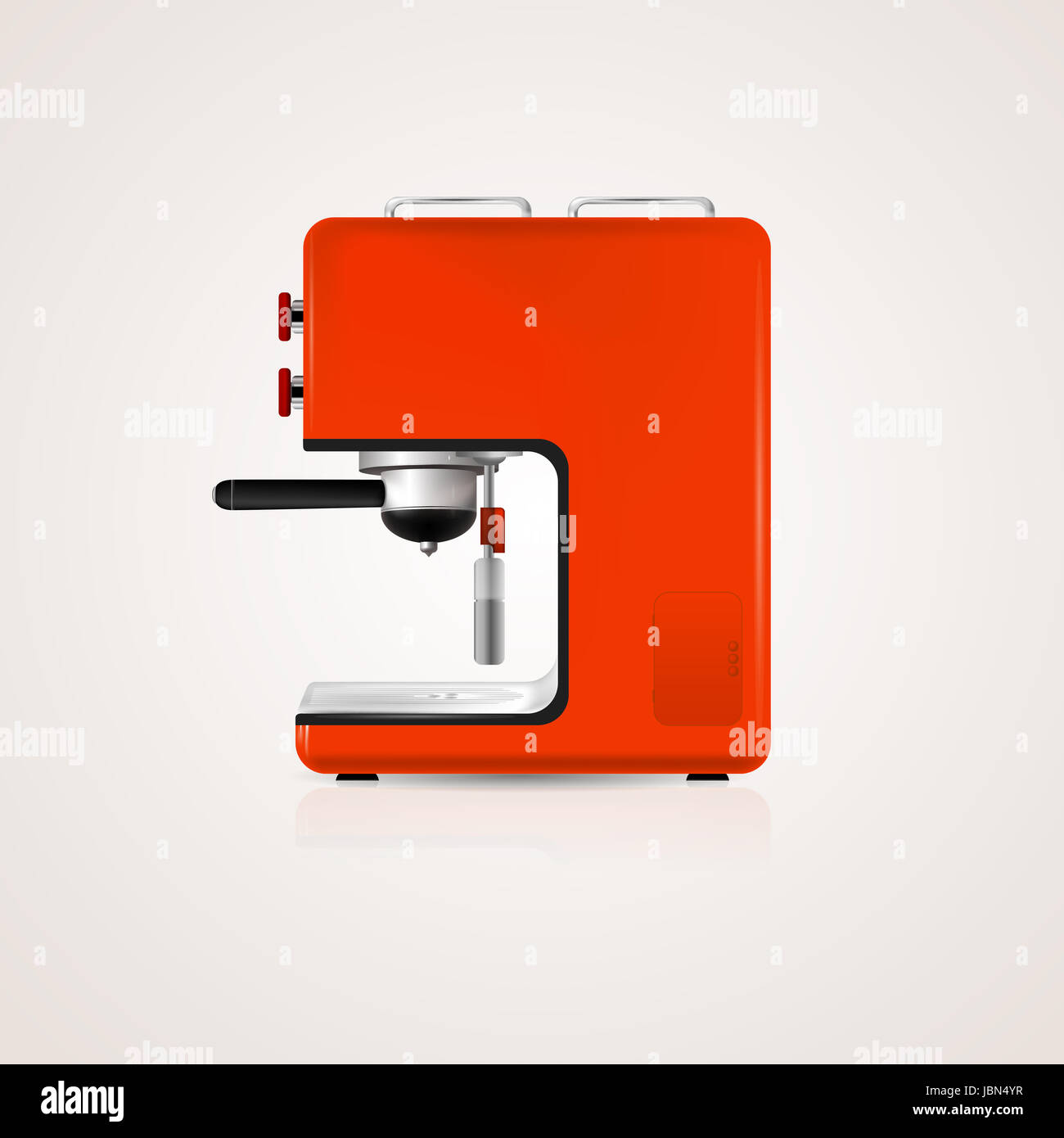 Machine à café moderne rouge. Vector illustration isolé. Banque D'Images