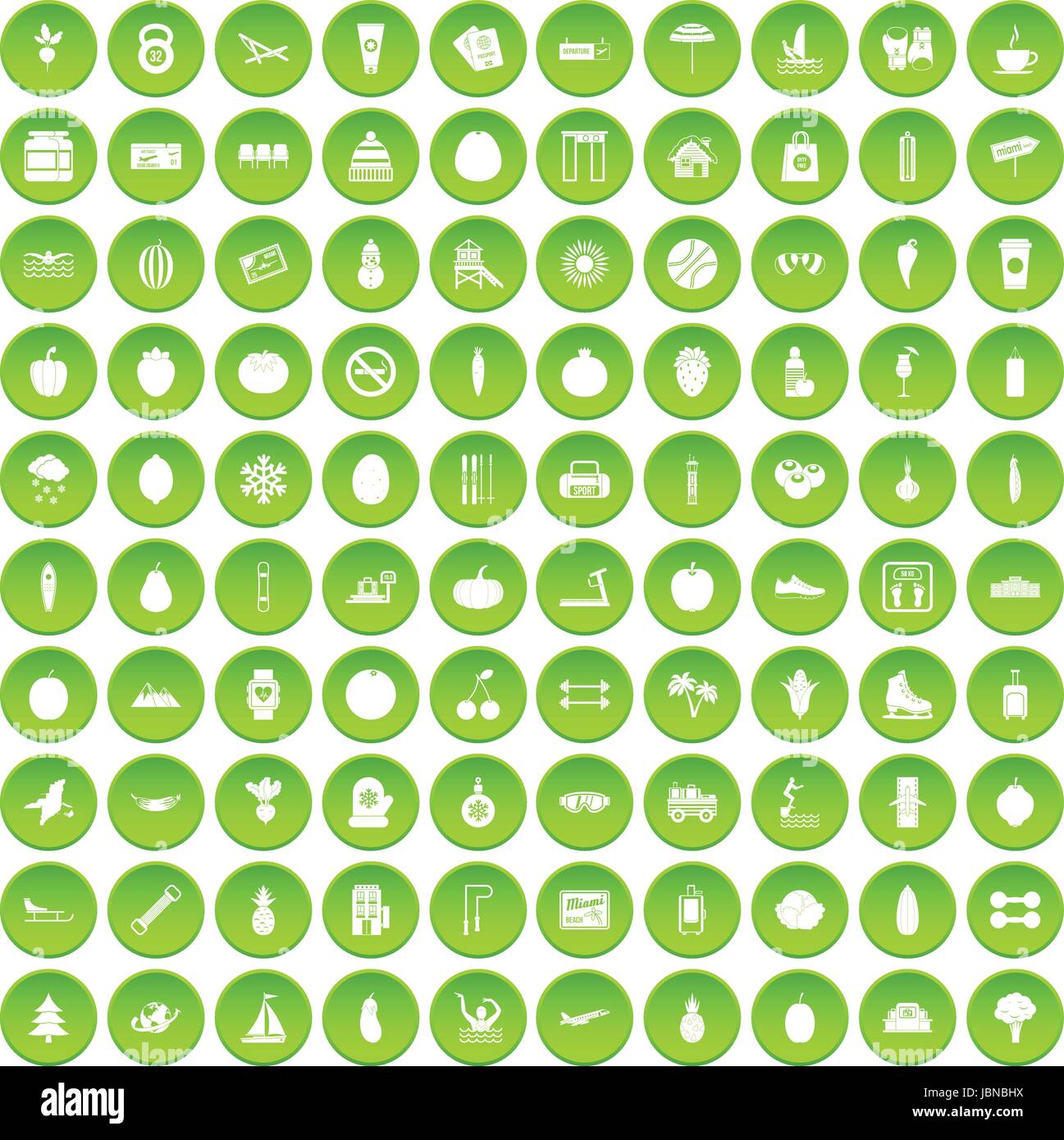 Mariage 100 icons set cercle vert isolé sur fond blanc vector illustration Illustration de Vecteur