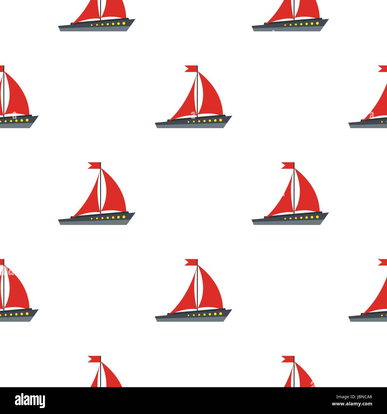 Bateau à voiles rouge en arrière-plan transparent motif style télévision répéter vector illustration Illustration de Vecteur