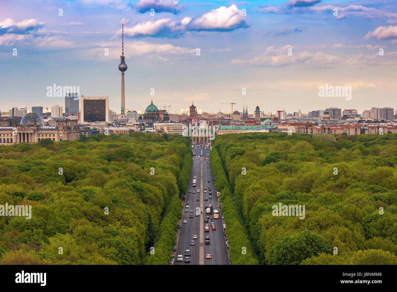 Berlin city skyline et Tiergarten, Berlin, Allemagne Banque D'Images