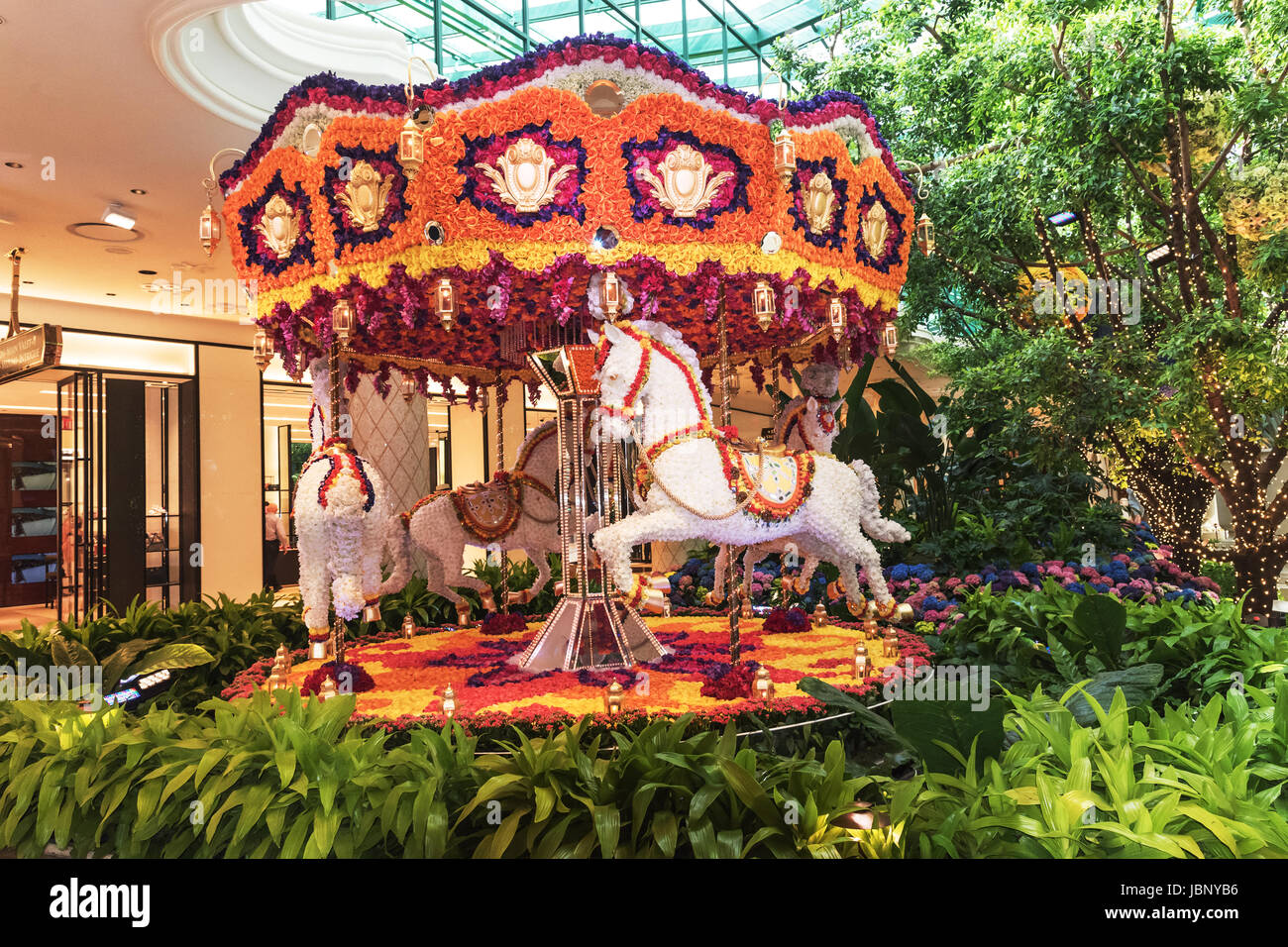 Conçu par carrousel fleurs à l'intérieur, de l'hôtel Wynn Las Vegas, la capitale mondiale du divertissement, Nevada, USA Banque D'Images