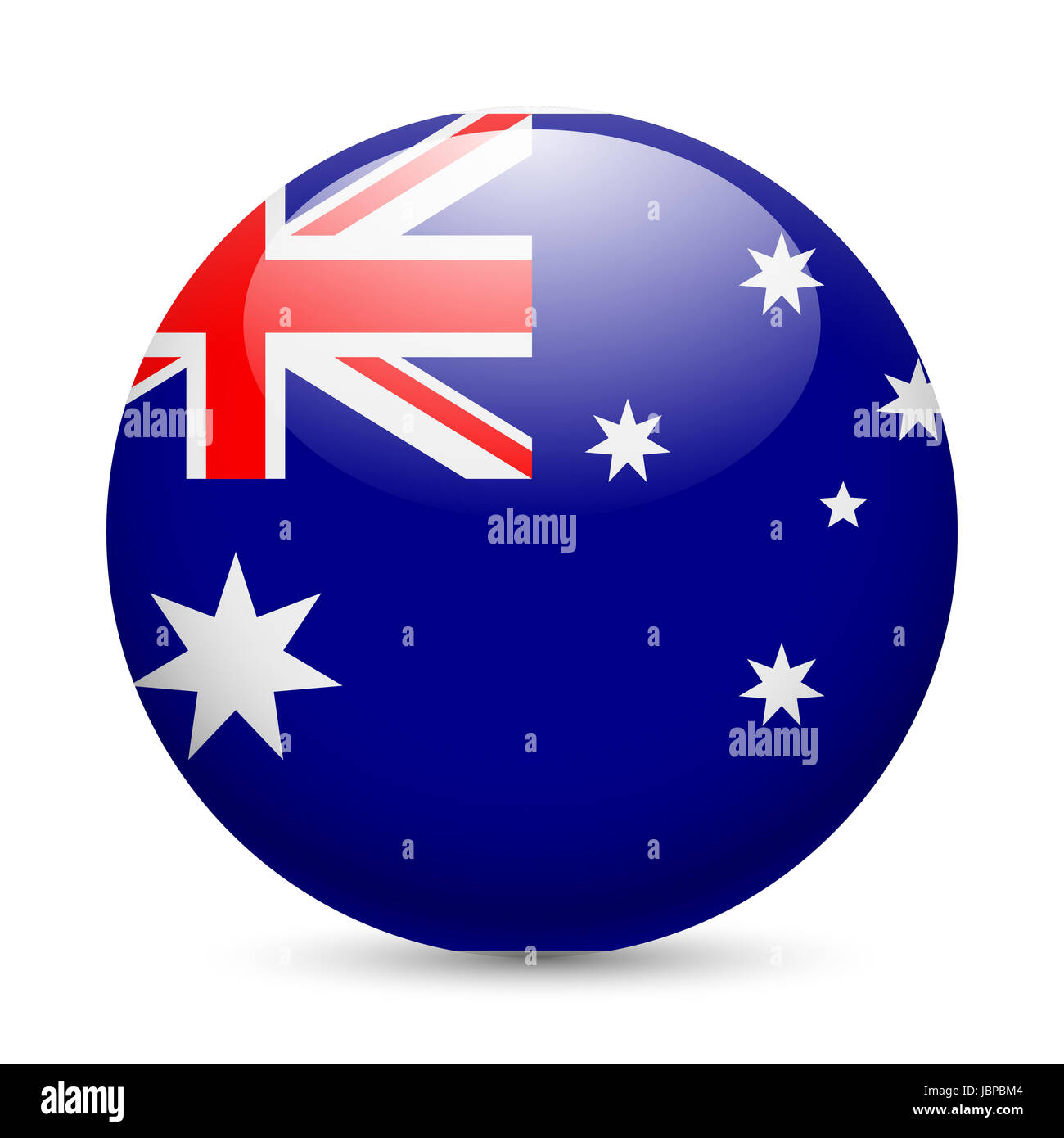 Pavillon de l'Australie comme icône brillant rond. Bouton avec drapeau australien Banque D'Images