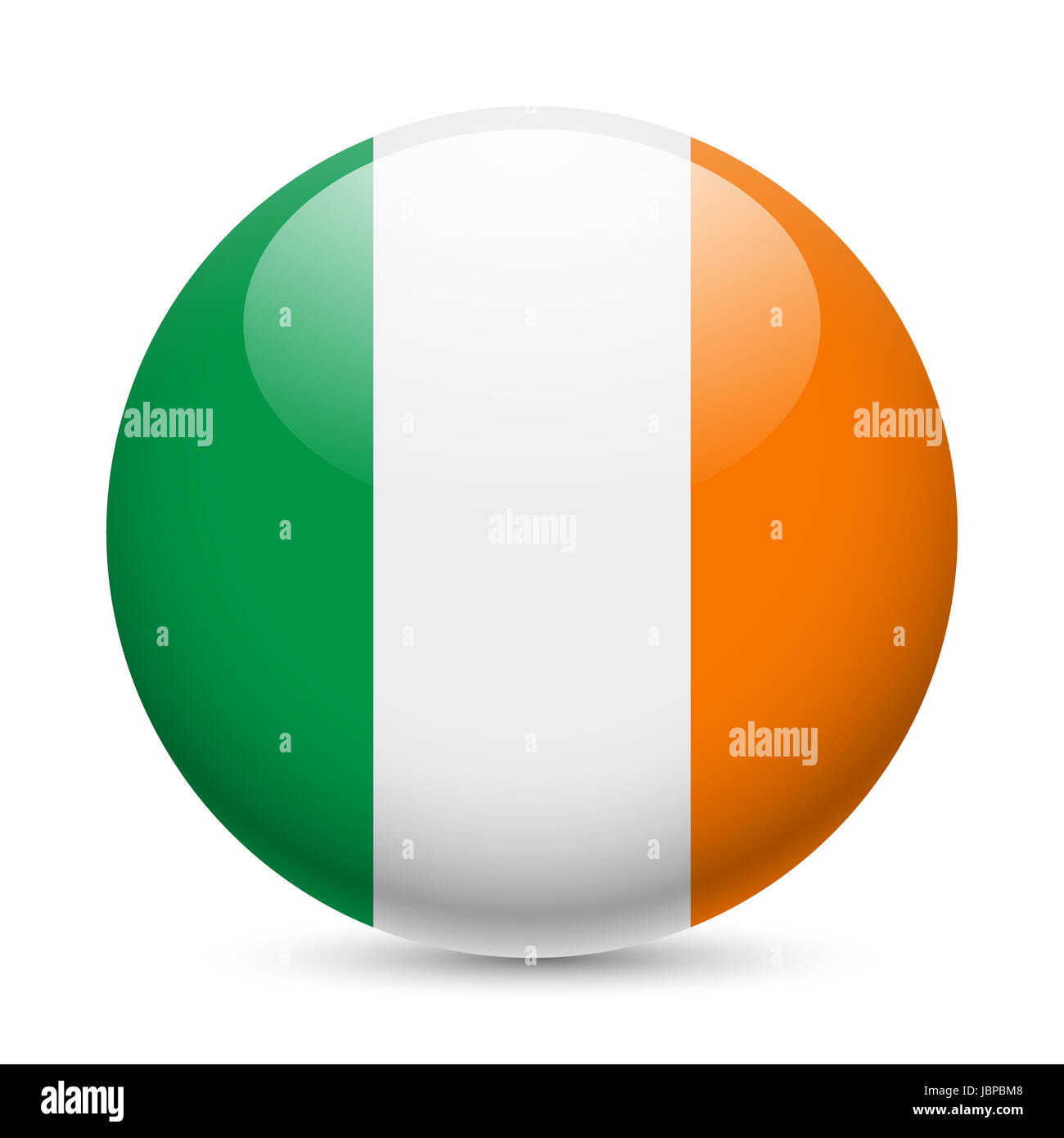 Pavillon de l'Irlande comme icône brillant rond. Bouton avec drapeau irlandais Banque D'Images