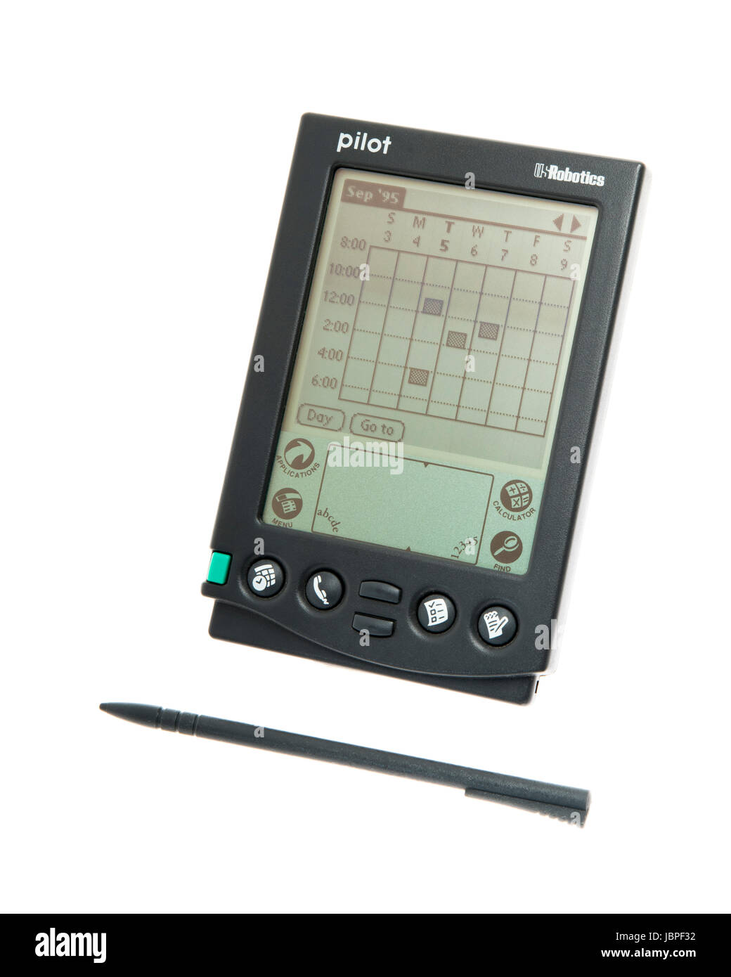 PDA Pilot 1000 1996 publié par Palm Inc filiale U.S. Robotics ou avec stylet Palm Pilot aka aka PalmPilot Palm-Pilot Banque D'Images