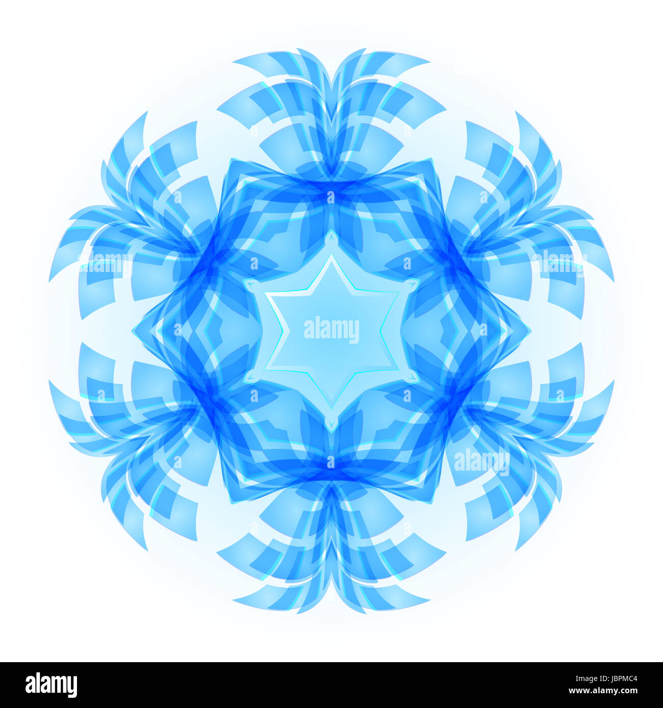 Blue snowflake à motifs avec le fond blanc. Banque D'Images