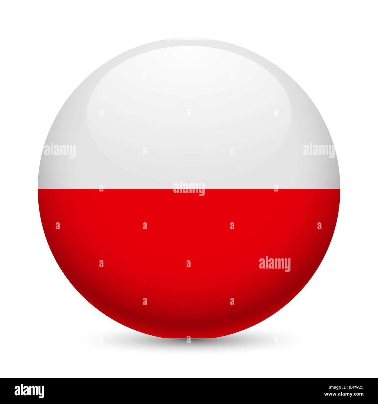 Pavillon de la Pologne en tant que brillant rond icône. Bouton avec drapeau polonais Banque D'Images