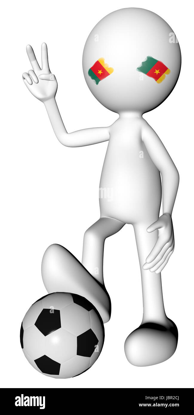 Le football en 3d avec la sélection du Cameroun symbole de victoire avec clipping path Banque D'Images