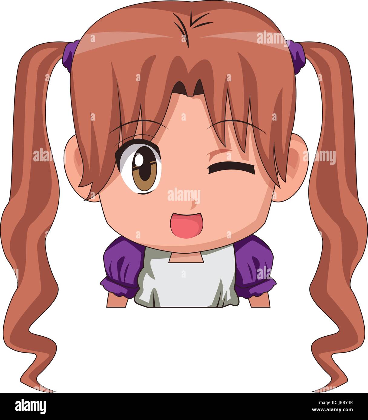 Petite fille anime cute cartoon caractère chibi Illustration de Vecteur