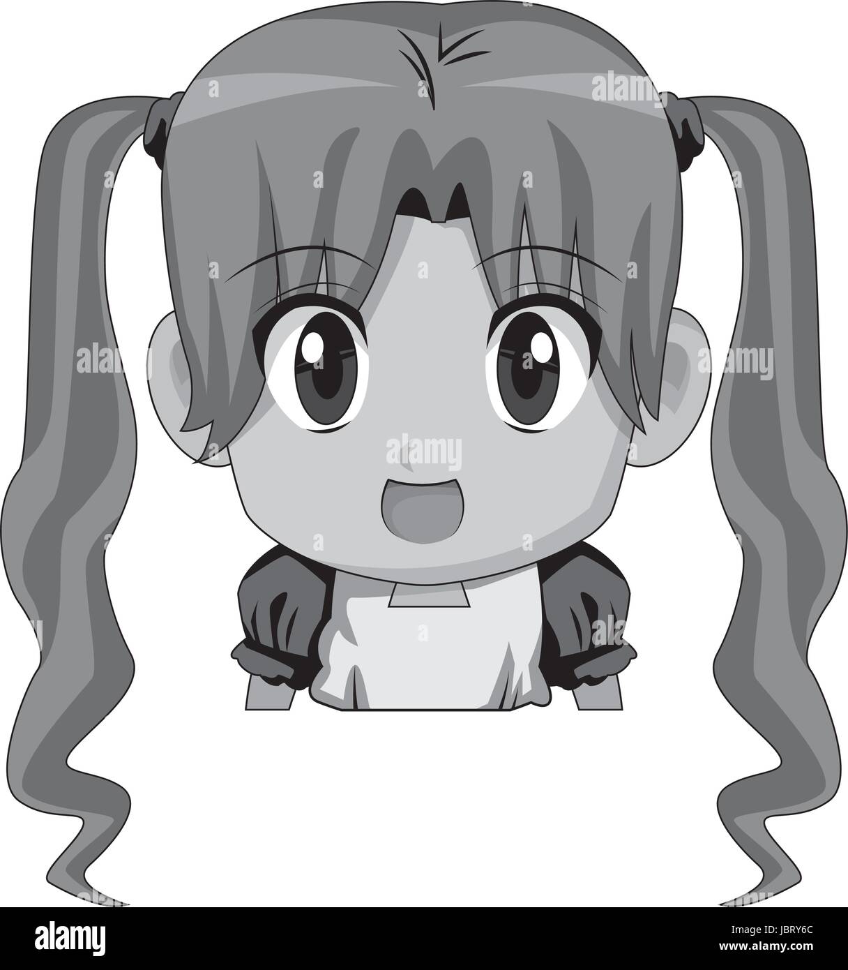 Petite fille anime cute cartoon caractère chibi Illustration de Vecteur