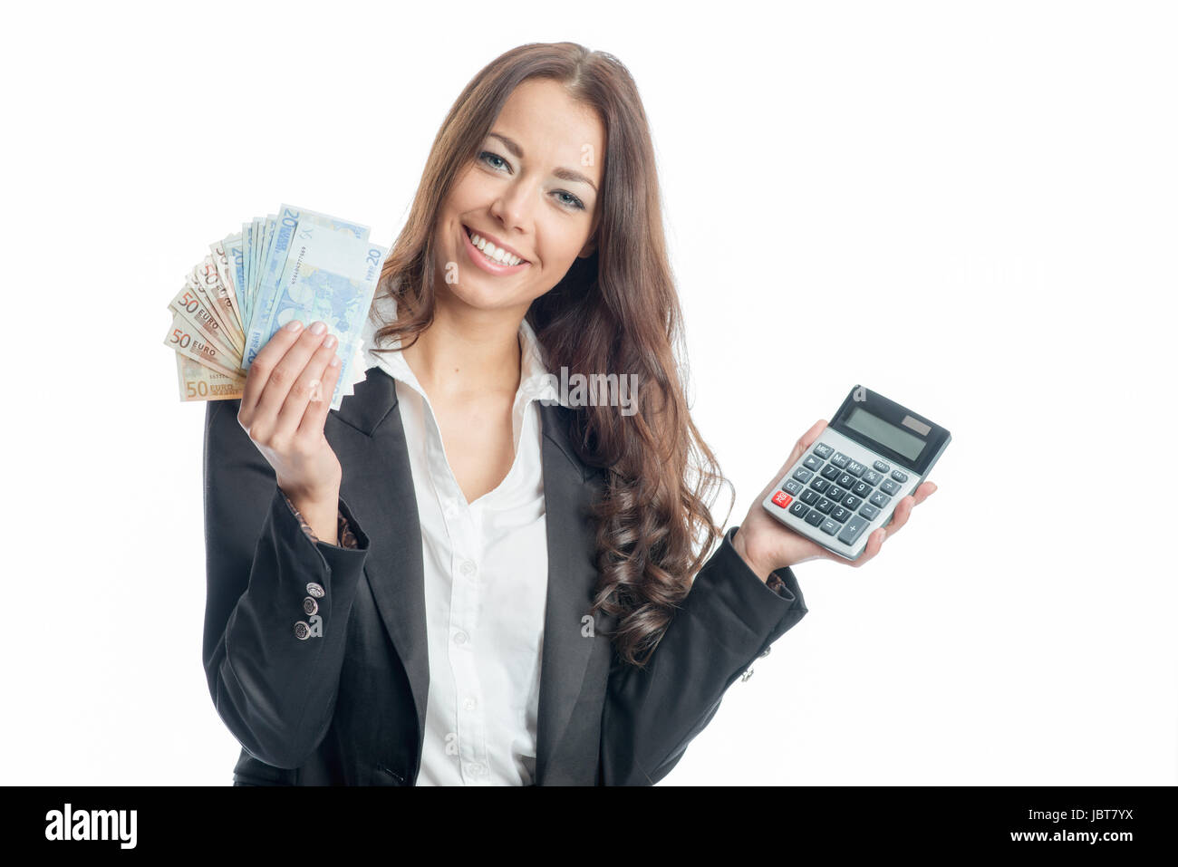 Businesswoman with calculator Banque D'Images