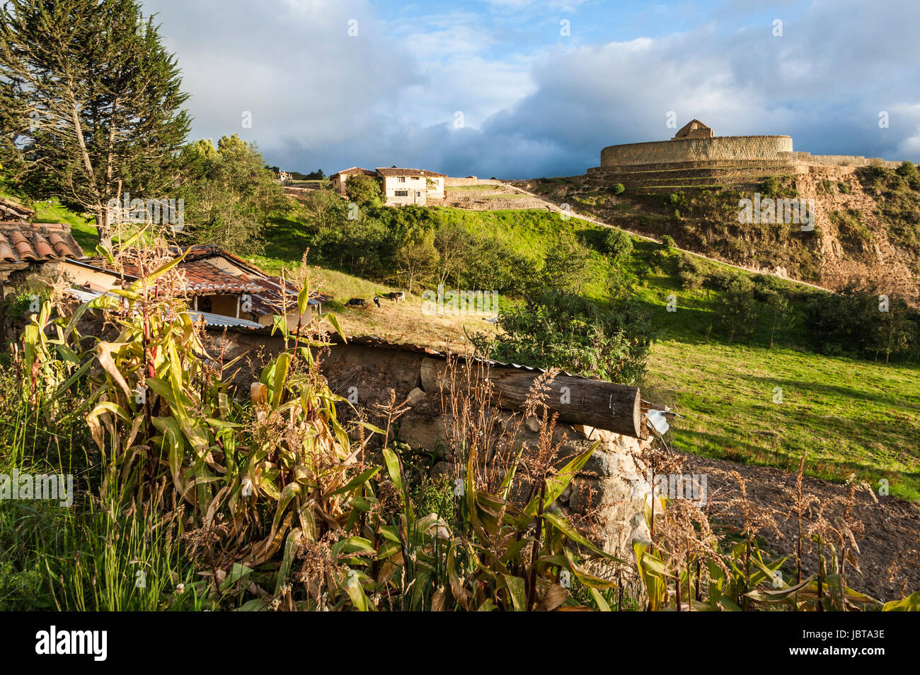 Mur Inca Ingapirca, et la ville, plus connu de ruines Incas en Equateur. Banque D'Images